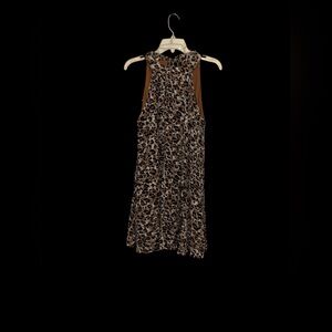 Entro Brown Cheetah Print Mini Dress with Tie Back Neck - Size Large